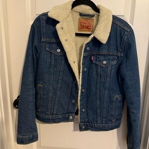 Levi's Blue Denim Jacket with White Sherpa Lining
